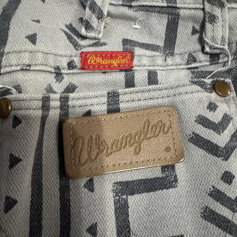 RARE Vtg 80s Wrangler Aztec Geometric Print Jeans Made in USA Womens Size 7 x 36 - Picture 5 of 6